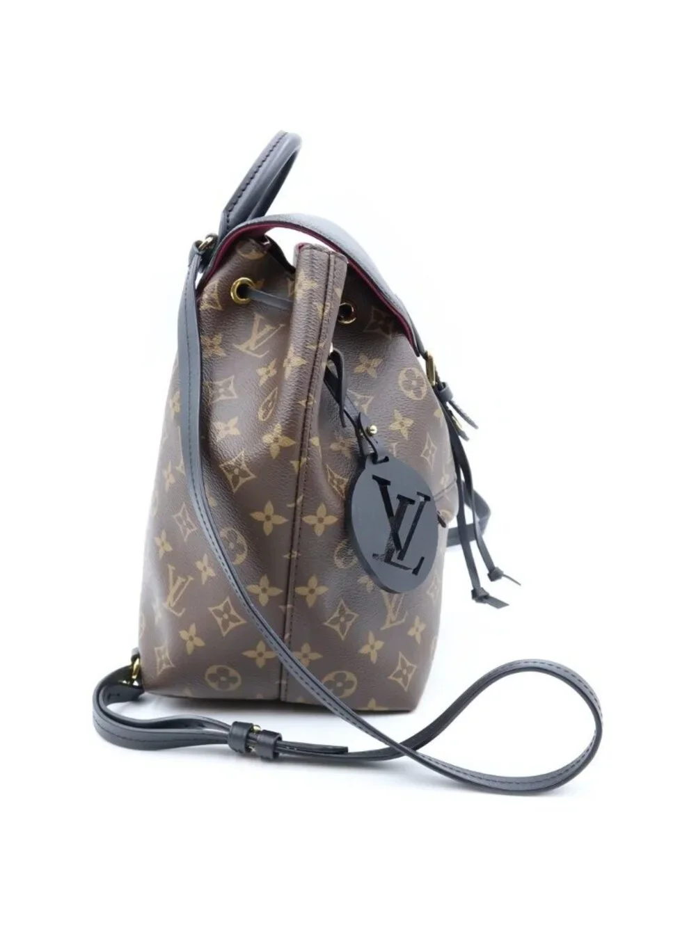 Louis Vuitton Monogram Montsouris NM Backpack Black Brown Leather Gold